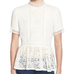Catherine Malandrino Francine Peplum Lace Blouse